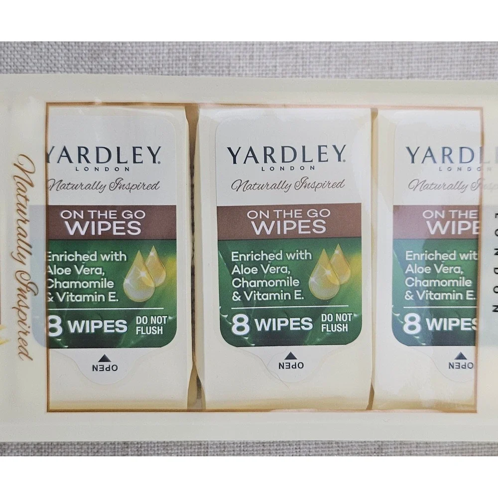 Yardley London On the Go Wipes 3pk 24ct Aloe‎ Vera Chamomile Vit-E Travel Size